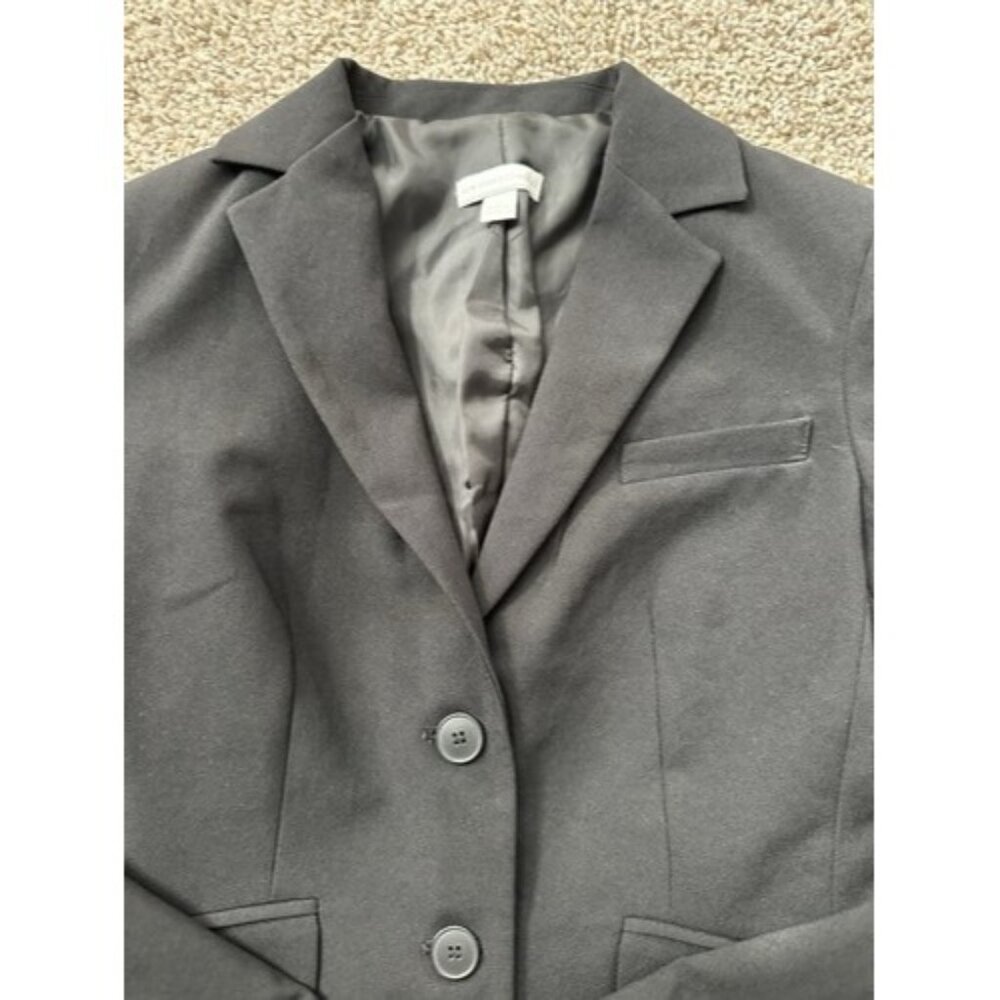 New York & Company Women Black Blazer Two Button Size 0 Jacket Career Wear - Picture 4 of 11